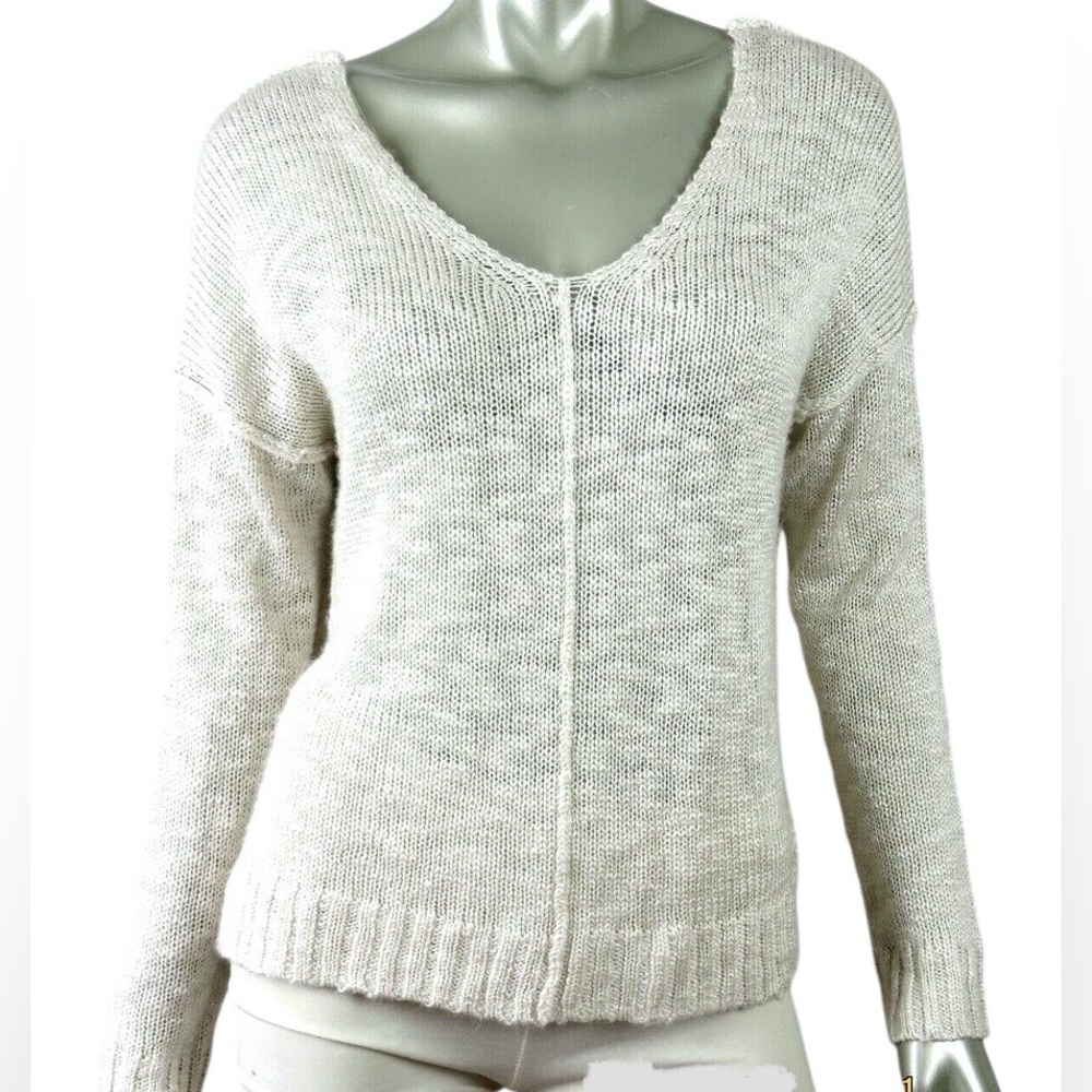 Hippie Rose Women's V Neck Cream Sweater